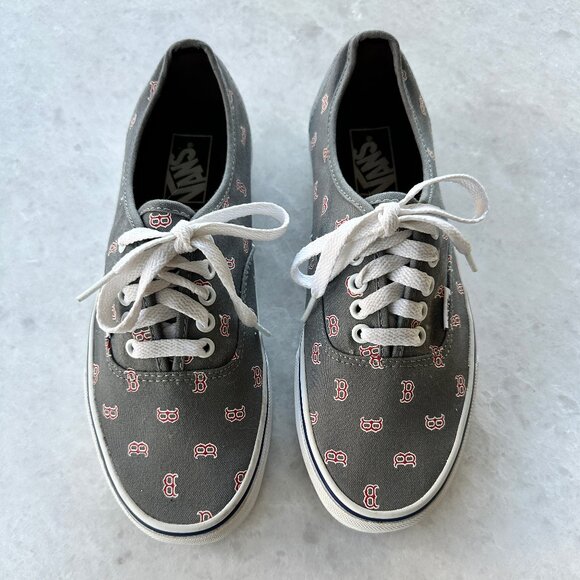 Vans Other - 💥RARE💥Vans Authentic Gray MLB Boston Red Sox Skate Shoes Size Men 7.5, Women 9